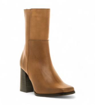 Mustang Brown Porto Leather Ankle Boots