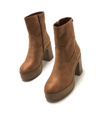 Mustang Brown Sixties ankle boots -Heel height 8cm