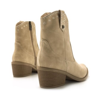 Mustang Tanubis Beige Ankle Boots - Heel height 6cm