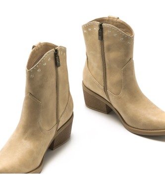 Mustang Tanubis Ankle Boots Beige - Absatzhhe 6cm