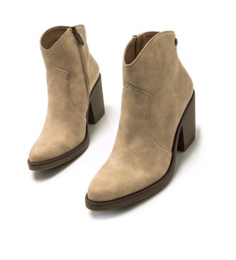 Mustang Tijuana beige ankle boots -Heel height 8cm