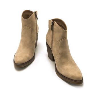 Mustang Tijuana beige ankle boots -Heel height 8cm