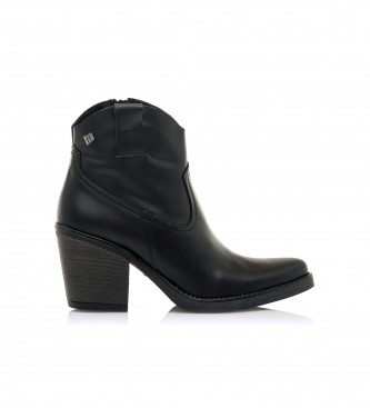 Mustang Tijuana black leather ankle boots -Heel height: 8cm