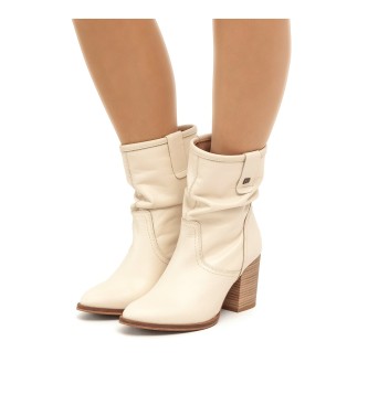 Mustang Uma leather ankle boots white -Heel height 7cm