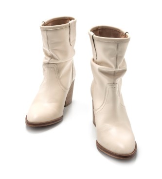 Mustang Uma leather ankle boots white -Heel height 7cm
