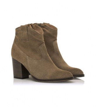 Mustang Uma Brown leather ankle boots -Heel height 7,5cm