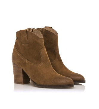 Mustang UMA brown leather ankle boots -Heel height 7.5cm
