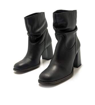 Mustang Violette leather ankle boots black -Heel height 7cm