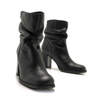 Mustang Violette leather ankle boots black -Heel height 7cm
