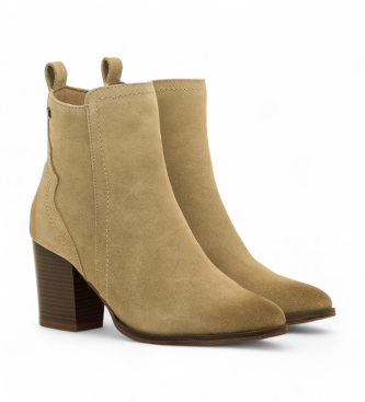 Mustang Beige Jolie Leather Ankle Boots