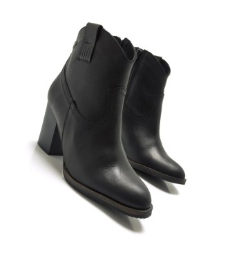 Mustang UMA black dress leather ankle boots -Heel height 7.5cm