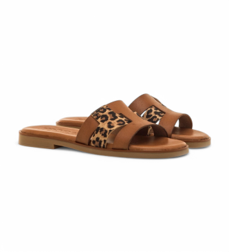 MTNG Brown Alysa Leather Sandals