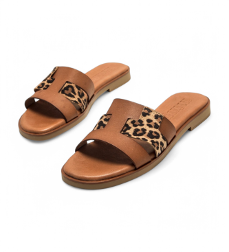 MTNG Brown Alysa Leather Sandals
