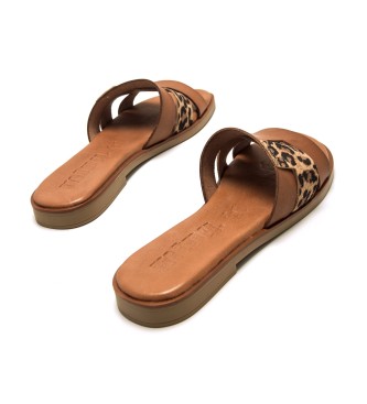 MTNG Brown Alysa Leather Sandals