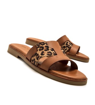MTNG Brown Alysa Leather Sandals