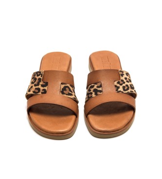 MTNG Brown Alysa Leather Sandals