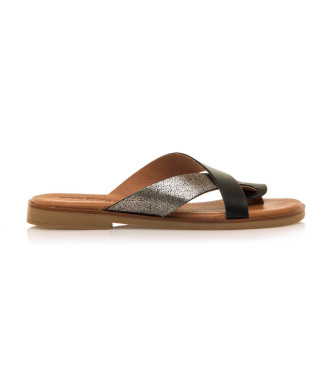 MTNG Alysa Black Leather Sandals