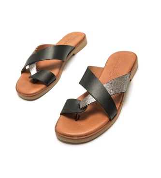 MTNG Alysa Black Leather Sandals