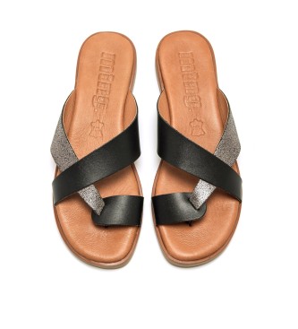 MTNG Alysa Black Leather Sandals