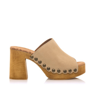 Mustang Beige Coyote Leather Sandals