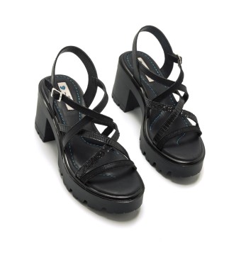 Mustang Emeline black sandals -Heel height 8cm