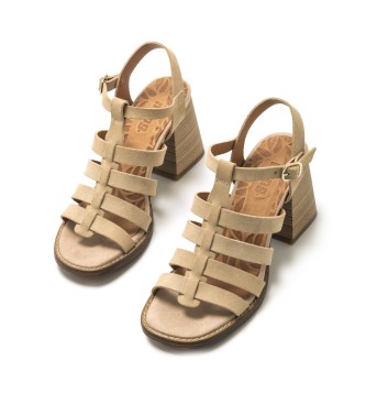 Mustang Casual FLEUR beige leather sandals