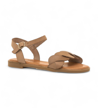 Mustang Beige Maria Leren Sandalen