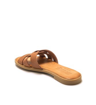 Mustang Rjave usnjene sandale Maria