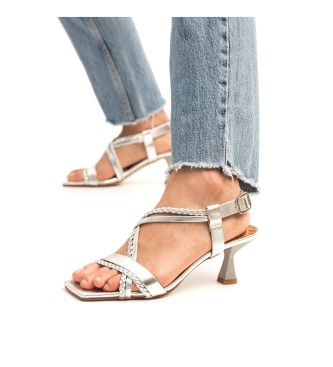 Mustang Silver Annie Leather Sandals -Heel height 7cm