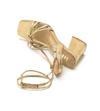 Mustang Karla sandaler i guld -Heel hjd 5cm