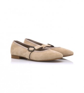 Mustang Camille beige leather ballerina pumps 