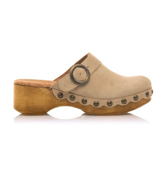 Mustang Beige Elois Leather Clogs