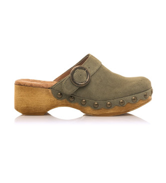 Mustang Leather Clogs Elois green