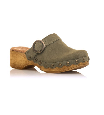 Mustang Leather Clogs Elois green