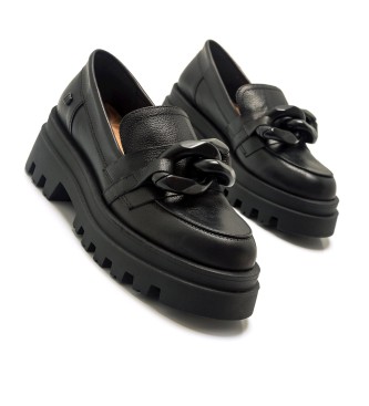 Mustang Black Kelly leather loafers -Heel height 5,5cm