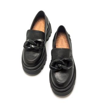 Mustang Black Kelly leather loafers -Heel height 5,5cm