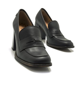 Mustang Violette Black leather shoes -Heel height 5cm