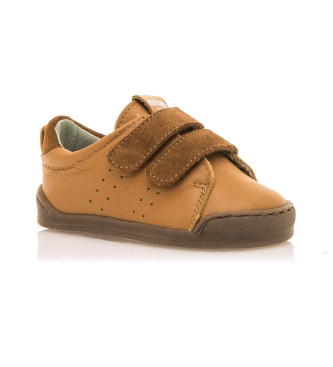 Mustang Kids Scarpe da ginnastica in pelle marrone per bambini