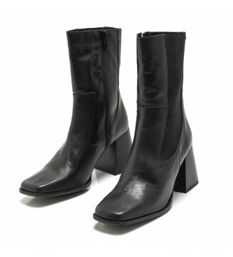 Mustang Portya black leather ankle boots -Heel height: 7,5cm