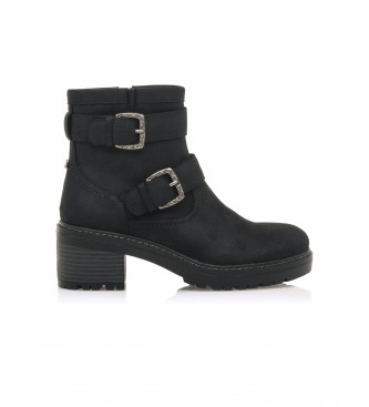 Mustang Double buckle ankle boots black
