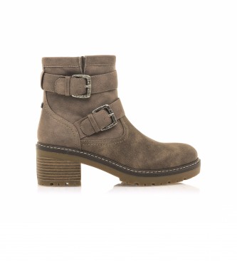 Mustang Taupefarbene Ankle Boots mit doppelter Schnalle