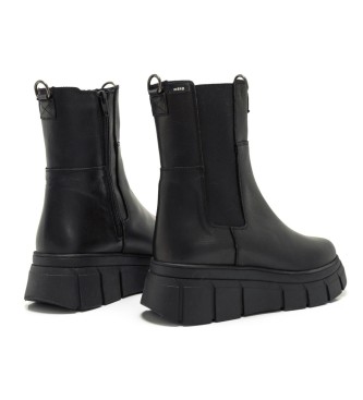 Mustang Leather ankle boots Saturn Black -Platform height 6cm