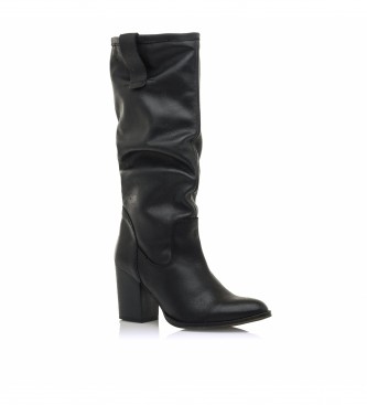Mustang Black Ima leather boots -Height heel: 7cm