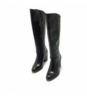 Mustang Uma black leather boots -Height heel: 7cm