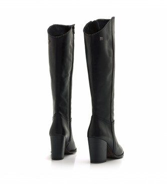 Mustang Uma black leather boots -Height heel: 7cm
