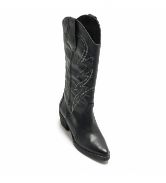 Mustang Teo black leather boots -Heel height: 5cm