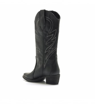 Mustang Teo black leather boots -Heel height: 5cm