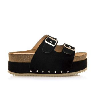 Mustang Sandalias de piel Everly negro