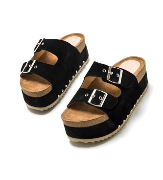 Mustang Everly black leather sandals