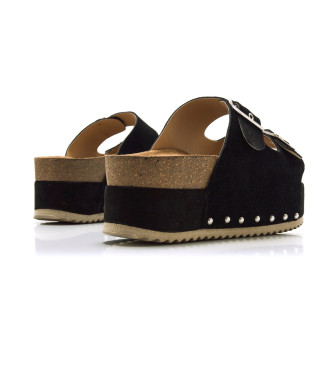 Mustang Sandalias de piel Everly negro